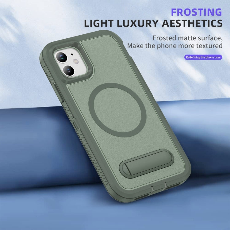 For iPhone 11 Guard MagSafe Holder Matte PC Hybrid TPU Phone Case
