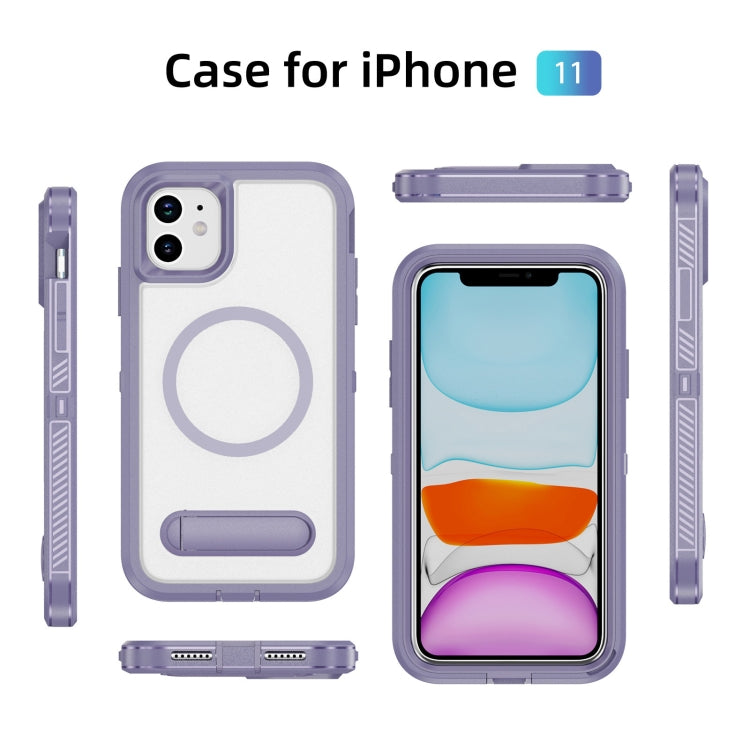 For iPhone 11 Guard MagSafe Holder Matte PC Hybrid TPU Phone Case