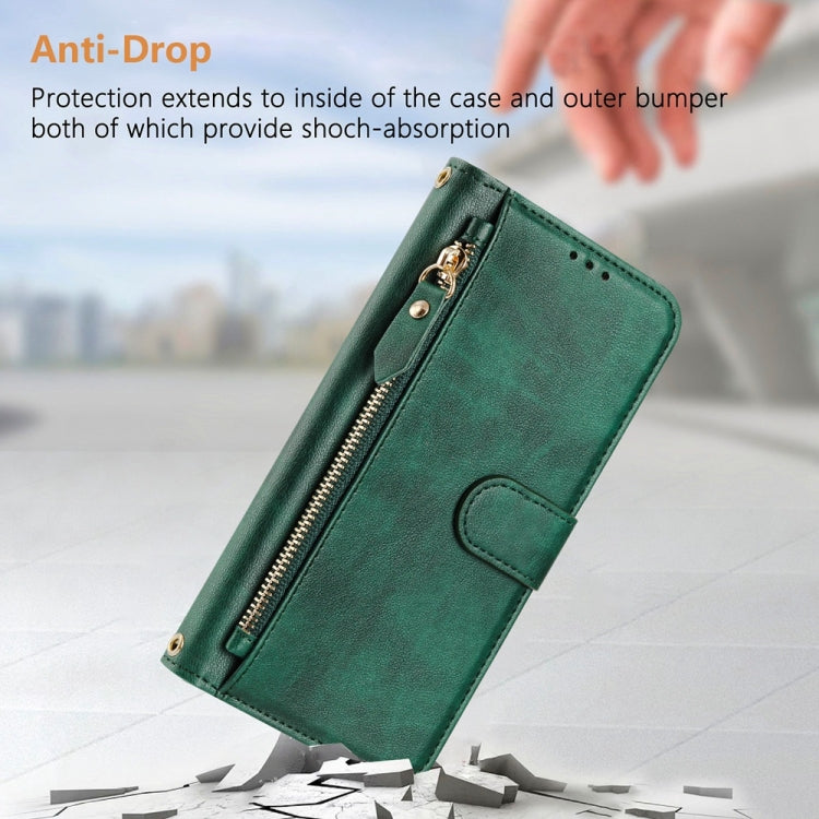 For iPhone 12 Pro Max Multi-Card Slots Zipper Wallet Leather Phone Case