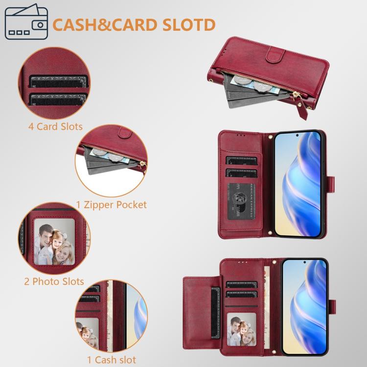 For iPhone 17 Multi-Card Slots Zipper Wallet Leather Phone Case