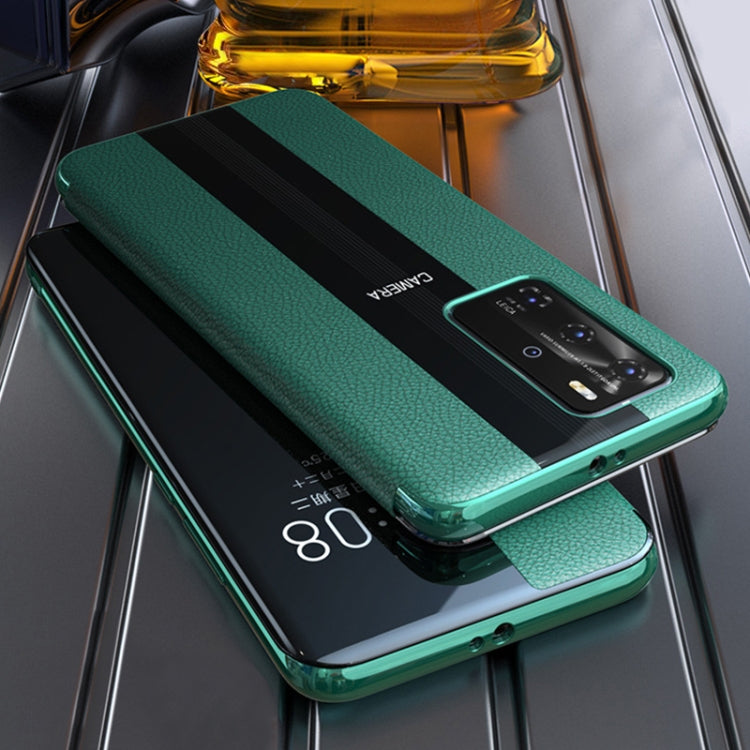 For Huawei P40 Genuine Leather Smart Shckproof Horizontal Flip Case