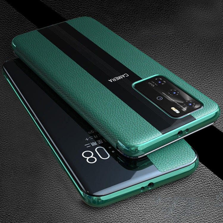 For Huawei P40 Genuine Leather Smart Shckproof Horizontal Flip Case