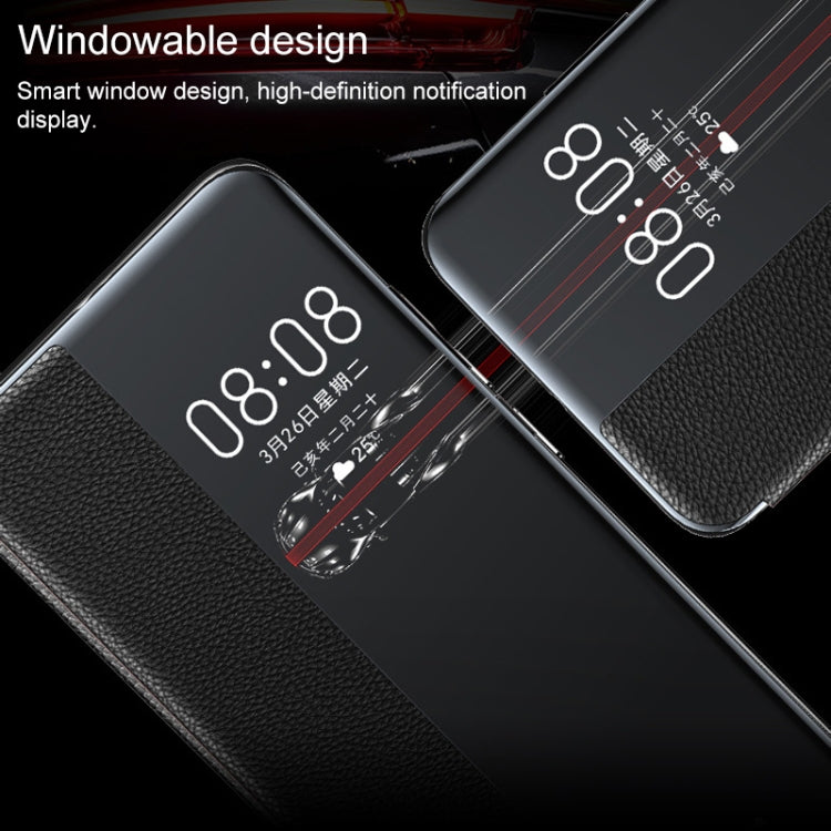 For Huawei P40 Genuine Leather Smart Shckproof Horizontal Flip Case