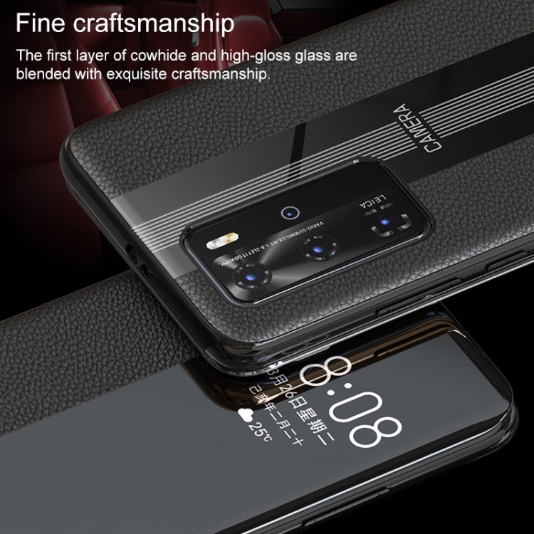 For Huawei P40 Pro Genuine Leather Smart Shckproof Horizontal Flip Case