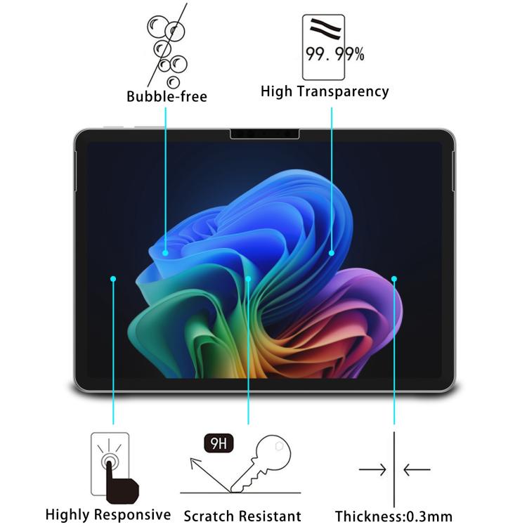 For Microsoft Surface Pro 12 inch 2025 2pcs 9H 0.3mm Explosion-proof Tempered Glass Film