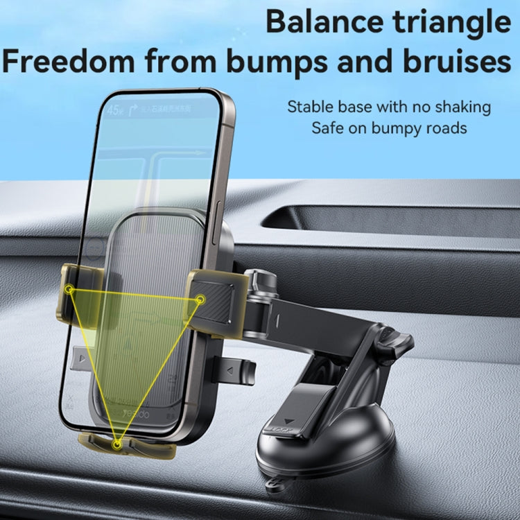 Yesido C267 Suction Cup Gravity Clamp Car Phone Holder - Black