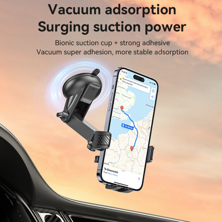 Yesido C267 Suction Cup Gravity Clamp Car Phone Holder - Black
