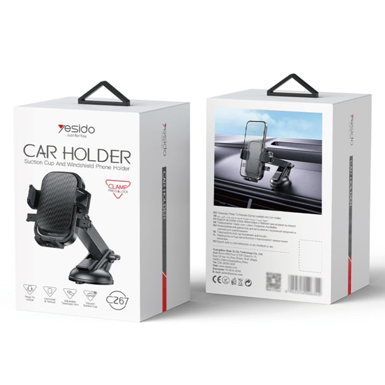 Yesido C267 Suction Cup Gravity Clamp Car Phone Holder - Black