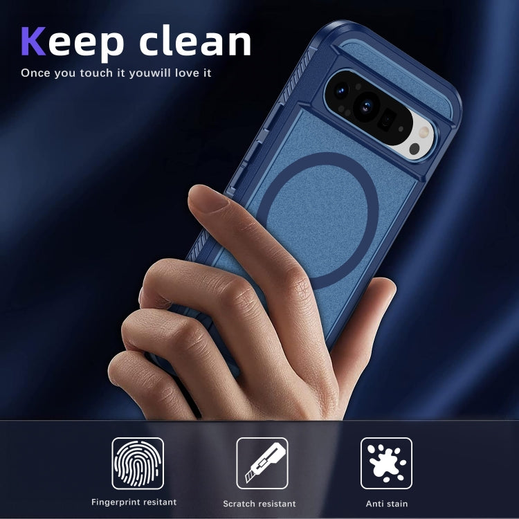 For Google Pixel 9 Pro Guard MagSafe Holder Matte PC Hybrid TPU Phone Case