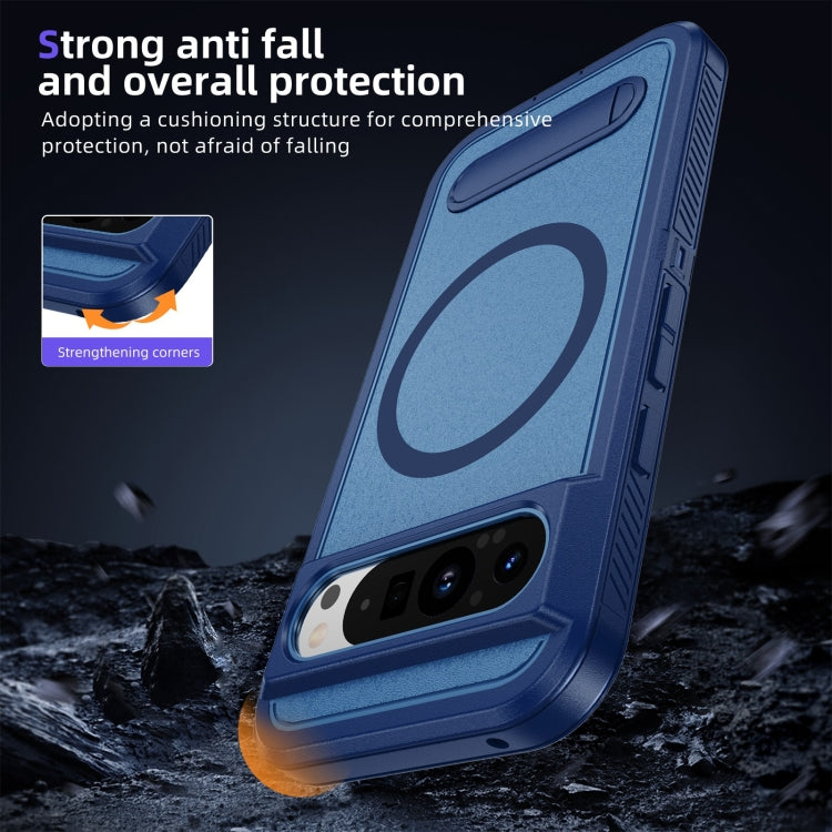 For Google Pixel 9 Pro Guard MagSafe Holder Matte PC Hybrid TPU Phone Case