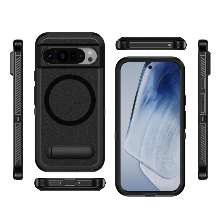 For Google Pixel 9 Pro Guard MagSafe Holder Matte PC Hybrid TPU Phone Case