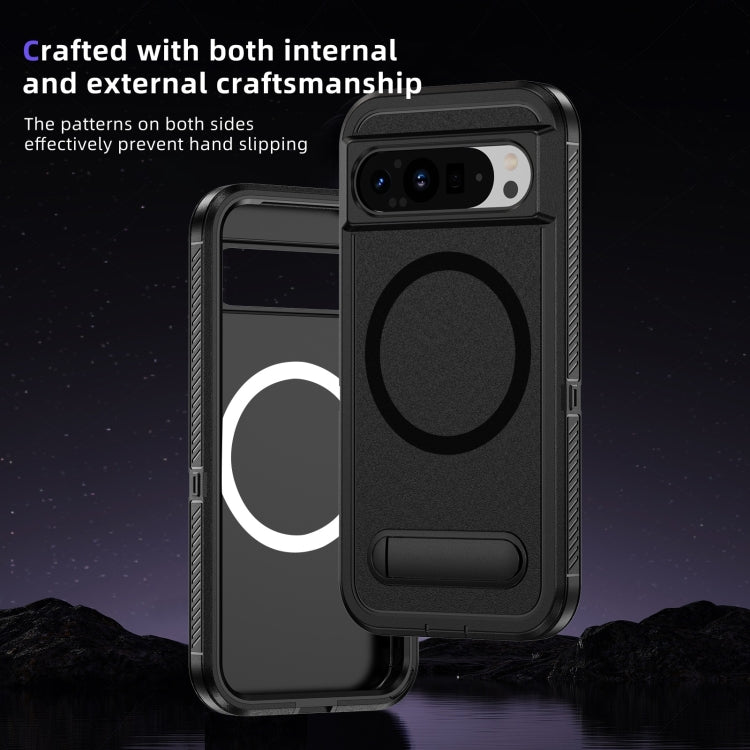 For Google Pixel 9 Pro Guard MagSafe Holder Matte PC Hybrid TPU Phone Case