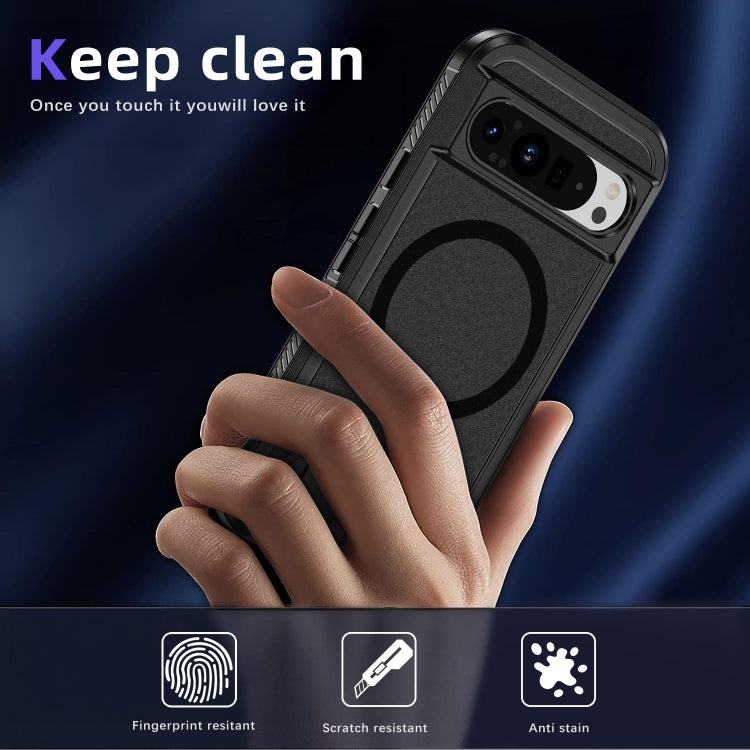 For Google Pixel 9 Pro Guard MagSafe Holder Matte PC Hybrid TPU Phone Case