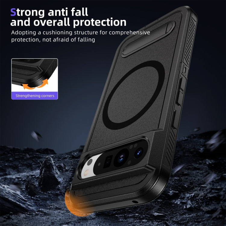 For Google Pixel 9 Pro Guard MagSafe Holder Matte PC Hybrid TPU Phone Case