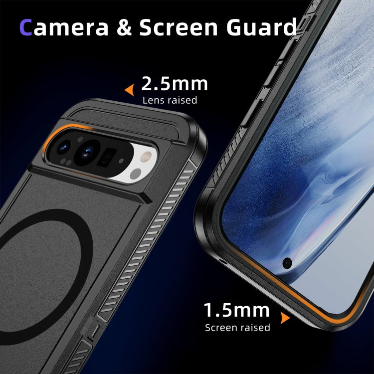 For Google Pixel 9 Pro Guard MagSafe Holder Matte PC Hybrid TPU Phone Case