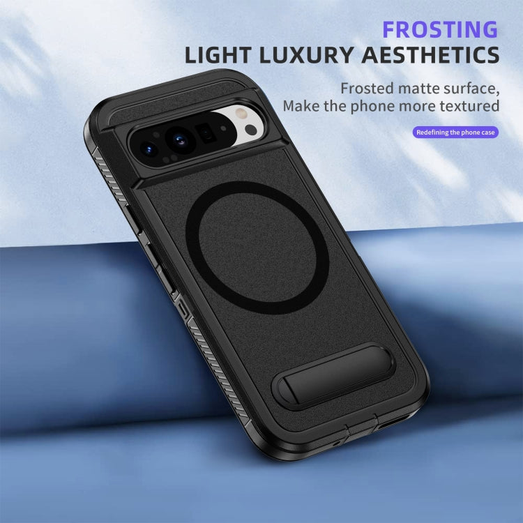 For Google Pixel 9 Pro Guard MagSafe Holder Matte PC Hybrid TPU Phone Case