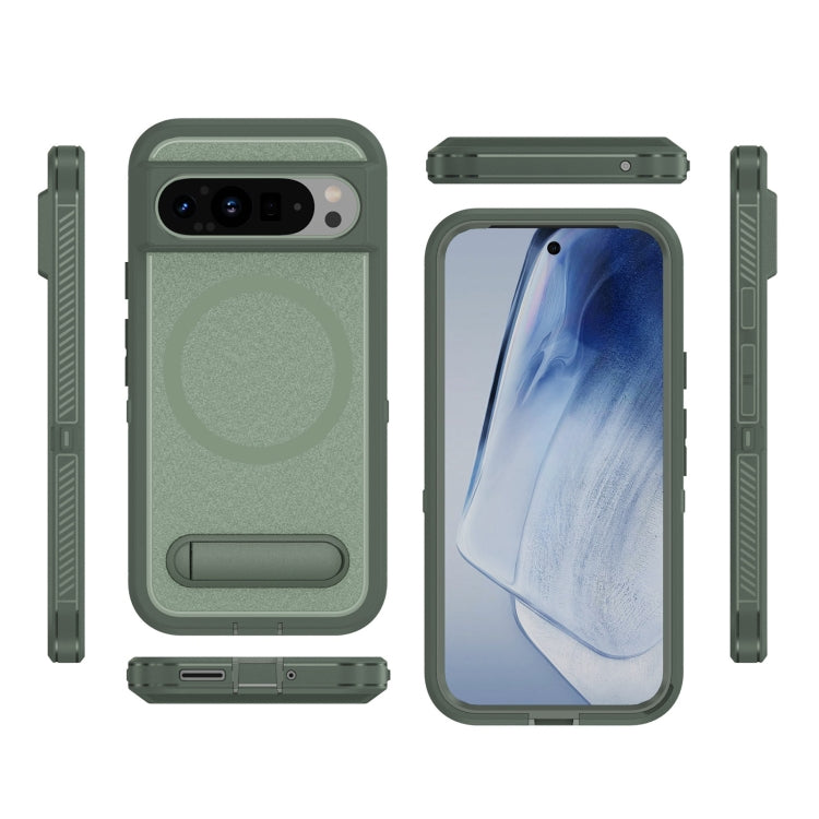 For Google Pixel 9 Pro Guard MagSafe Holder Matte PC Hybrid TPU Phone Case
