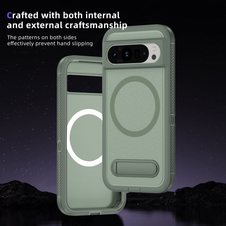 For Google Pixel 9 Pro Guard MagSafe Holder Matte PC Hybrid TPU Phone Case