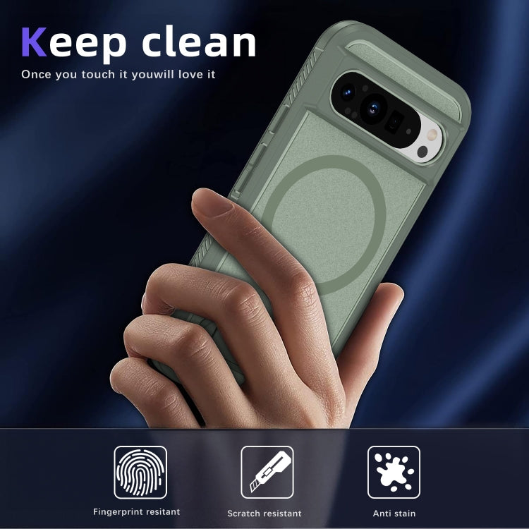 For Google Pixel 9 Pro Guard MagSafe Holder Matte PC Hybrid TPU Phone Case