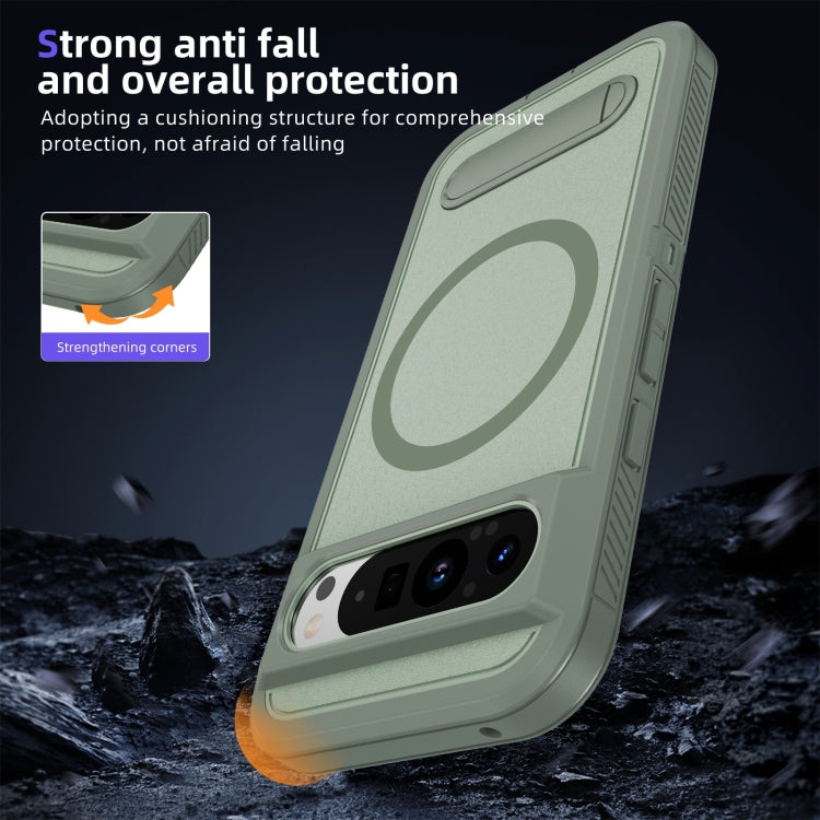 For Google Pixel 9 Pro Guard MagSafe Holder Matte PC Hybrid TPU Phone Case