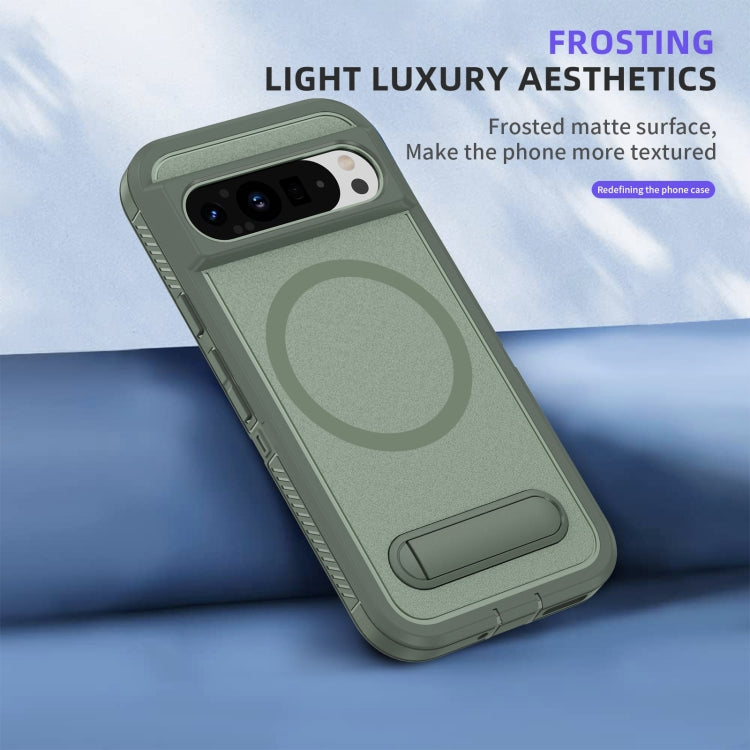 For Google Pixel 9 Pro Guard MagSafe Holder Matte PC Hybrid TPU Phone Case