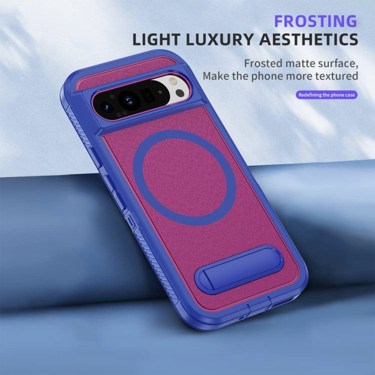 For Google Pixel 9 Pro Guard MagSafe Holder Matte PC Hybrid TPU Phone Case