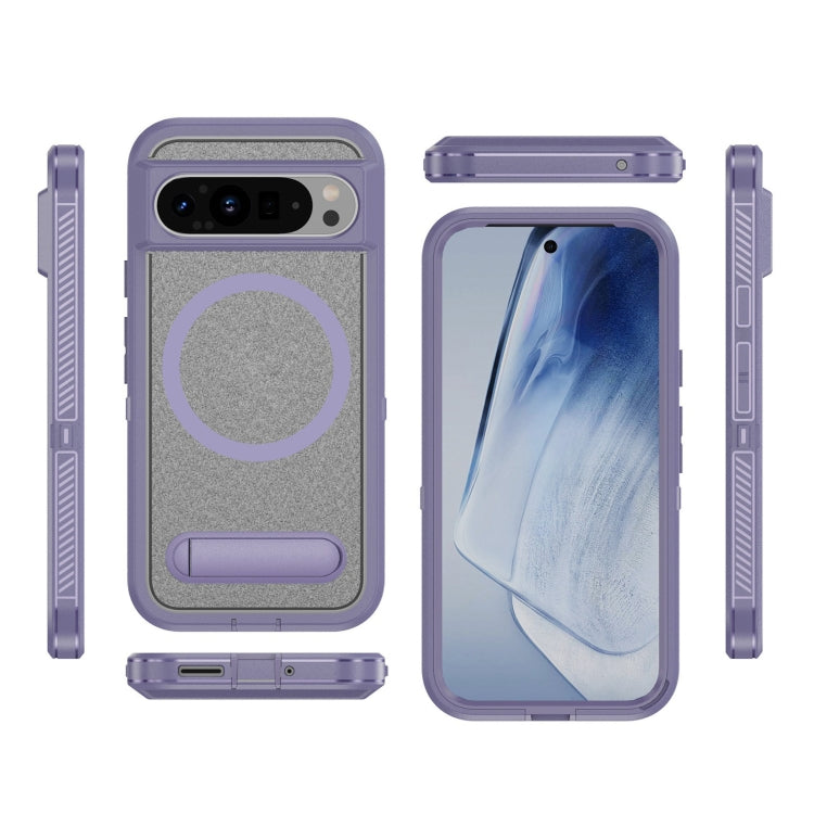 For Google Pixel 9 Pro Guard MagSafe Holder Matte PC Hybrid TPU Phone Case