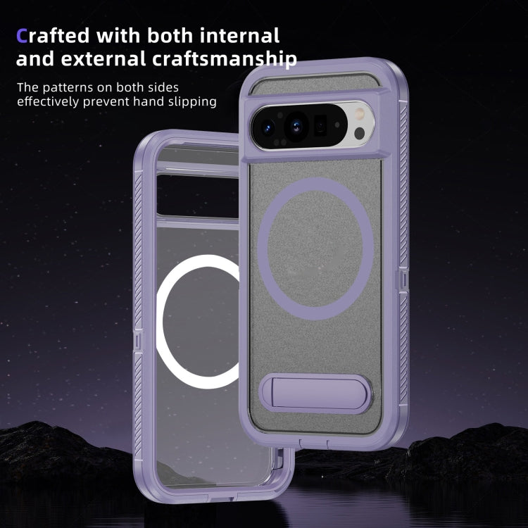 For Google Pixel 9 Pro Guard MagSafe Holder Matte PC Hybrid TPU Phone Case