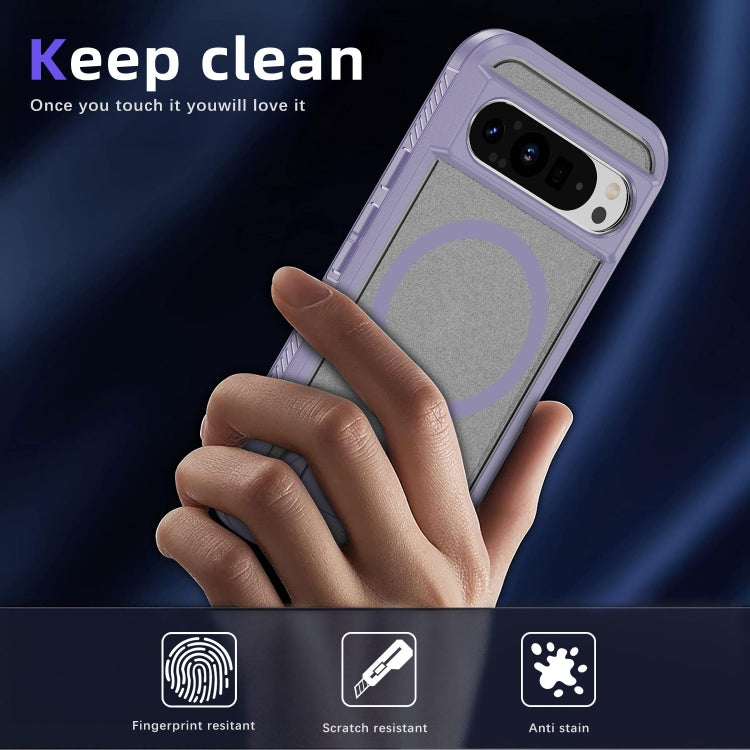 For Google Pixel 9 Pro Guard MagSafe Holder Matte PC Hybrid TPU Phone Case