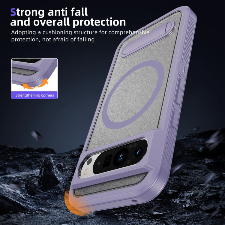 For Google Pixel 9 Pro Guard MagSafe Holder Matte PC Hybrid TPU Phone Case