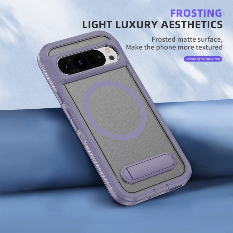 For Google Pixel 9 Pro Guard MagSafe Holder Matte PC Hybrid TPU Phone Case