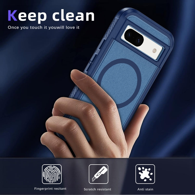 For Google Pixel 8a Guard MagSafe Holder Matte PC Hybrid TPU Phone Case