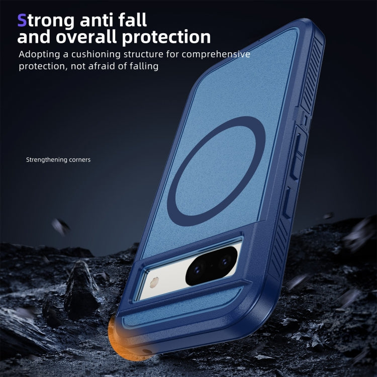 For Google Pixel 8a Guard MagSafe Holder Matte PC Hybrid TPU Phone Case
