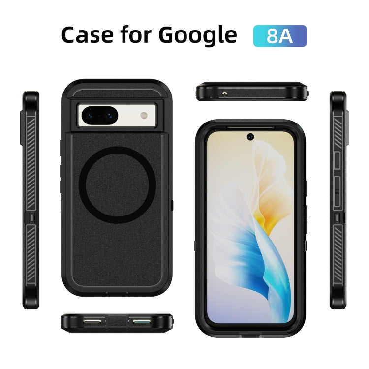 For Google Pixel 8a Guard MagSafe Holder Matte PC Hybrid TPU Phone Case