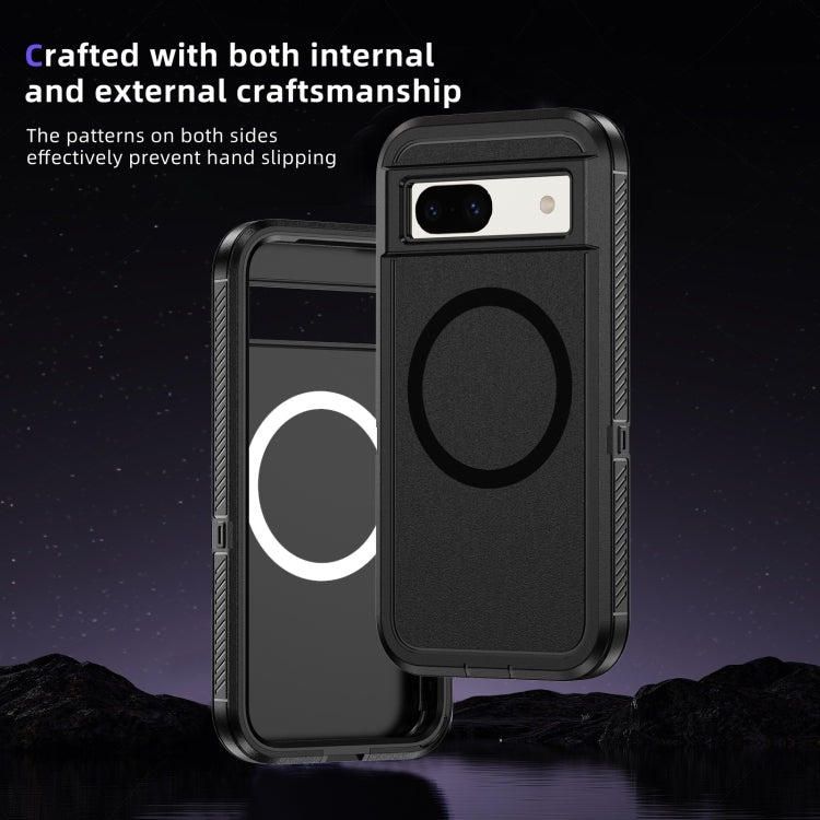 For Google Pixel 8a Guard MagSafe Holder Matte PC Hybrid TPU Phone Case
