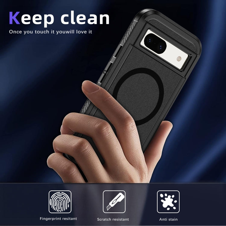 For Google Pixel 8a Guard MagSafe Holder Matte PC Hybrid TPU Phone Case