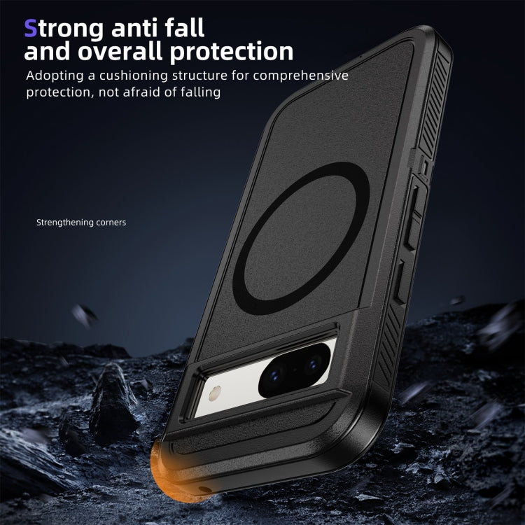 For Google Pixel 8a Guard MagSafe Holder Matte PC Hybrid TPU Phone Case