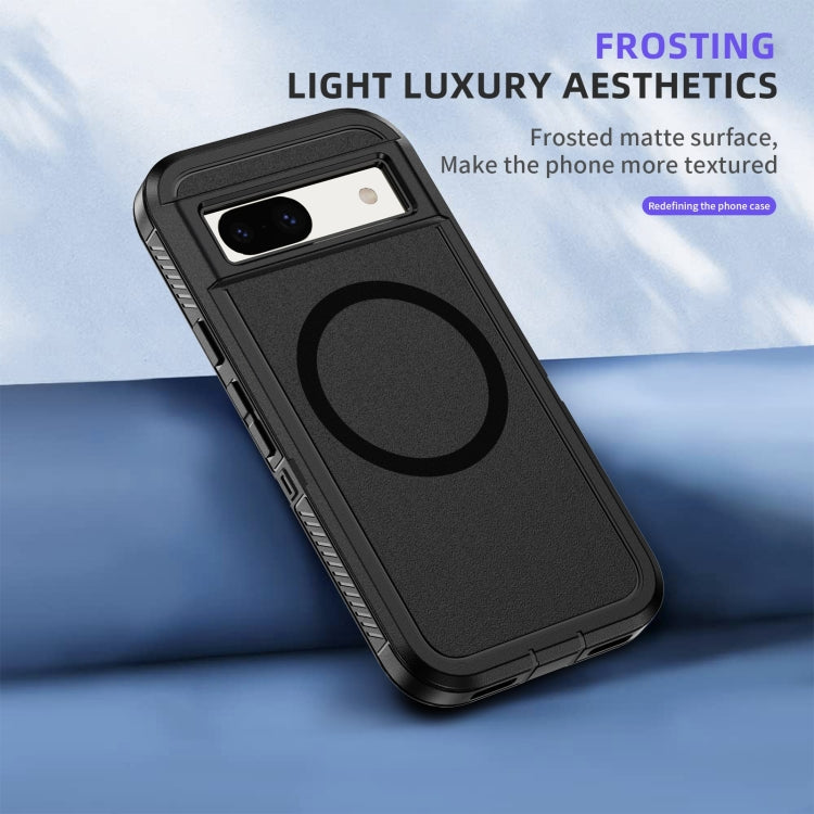 For Google Pixel 8a Guard MagSafe Holder Matte PC Hybrid TPU Phone Case