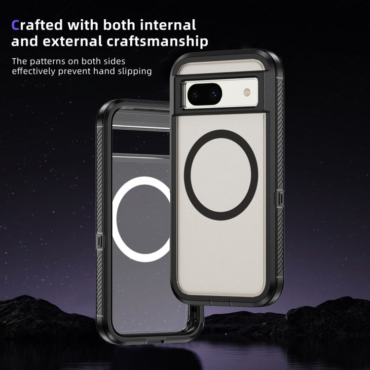 For Google Pixel 8a Guard MagSafe Holder Matte PC Hybrid TPU Phone Case