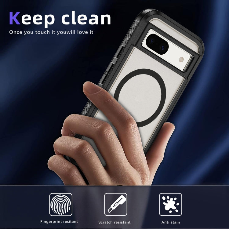 For Google Pixel 8a Guard MagSafe Holder Matte PC Hybrid TPU Phone Case
