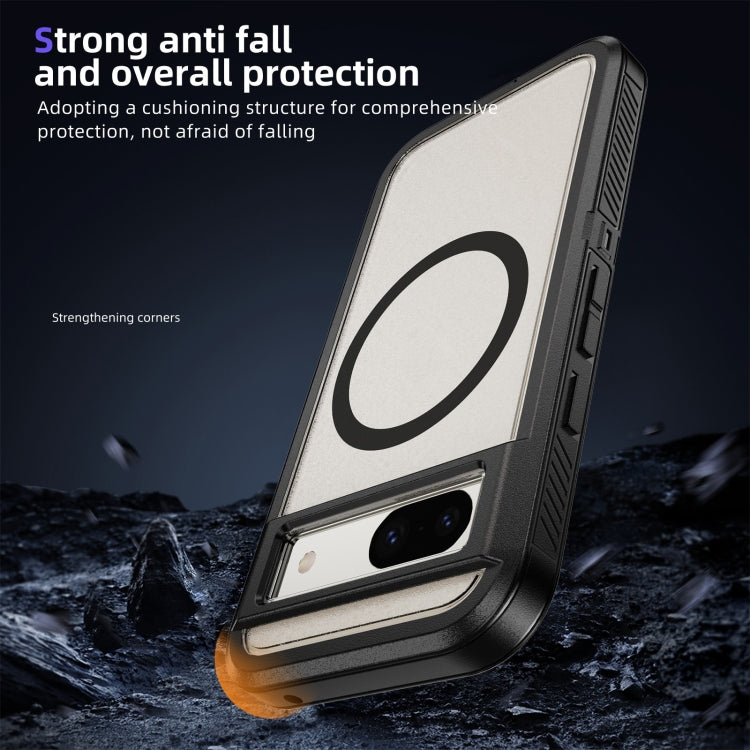 For Google Pixel 8a Guard MagSafe Holder Matte PC Hybrid TPU Phone Case