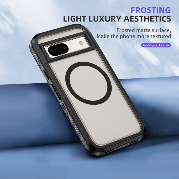 For Google Pixel 8a Guard MagSafe Holder Matte PC Hybrid TPU Phone Case