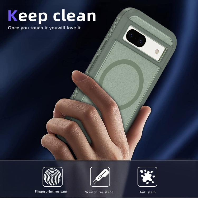 For Google Pixel 8a Guard MagSafe Holder Matte PC Hybrid TPU Phone Case