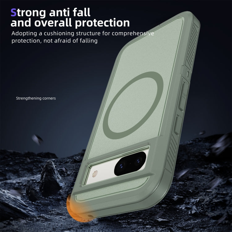 For Google Pixel 8a Guard MagSafe Holder Matte PC Hybrid TPU Phone Case