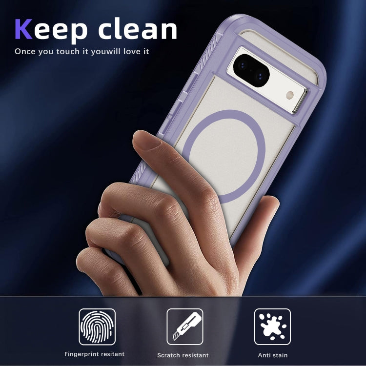 For Google Pixel 8a Guard MagSafe Holder Matte PC Hybrid TPU Phone Case