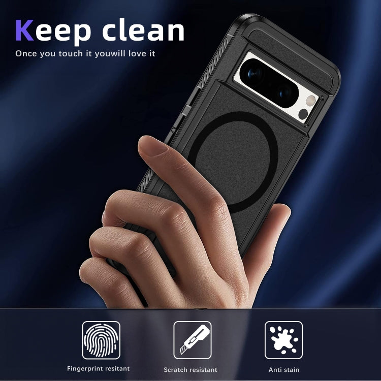 For Google Pixel 8 Pro Guard MagSafe Holder Matte PC Hybrid TPU Phone Case