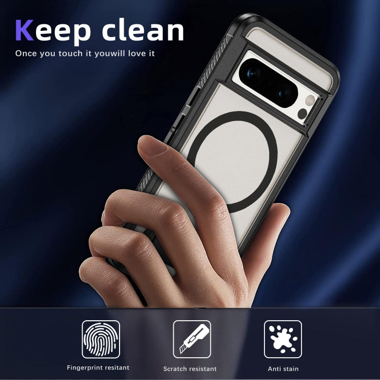For Google Pixel 8 Pro Guard MagSafe Holder Matte PC Hybrid TPU Phone Case