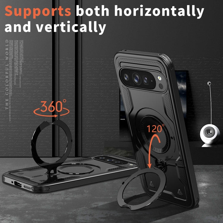 For Google Pixel 9 / 9 Pro PC Hybrid TPU Armor MagSafe Ring Holder Phone Case