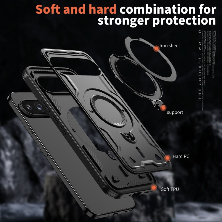 For Google Pixel 9 / 9 Pro PC Hybrid TPU Armor MagSafe Ring Holder Phone Case