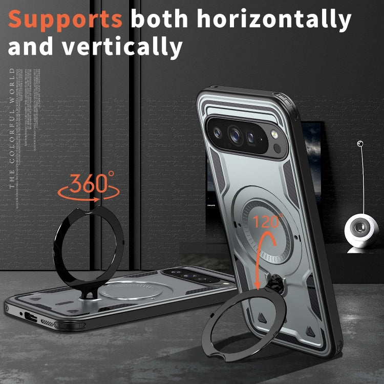 For Google Pixel 9 / 9 Pro PC Hybrid TPU Armor MagSafe Ring Holder Phone Case